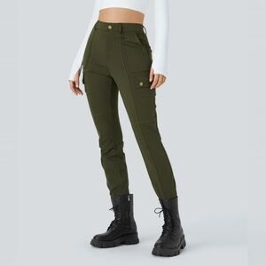 Halara DayStretch High Waisted Zipper Pockets Solid Skinny Cargo Pants Size LT